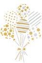 Gold and silver glitter balloon paper cut background