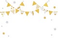 Gold and silver glitter bunting paper cut on white backgroun Royalty Free Stock Photo