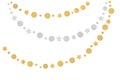 Gold and silver glitter bunting paper cut on white background Royalty Free Stock Photo