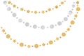 Gold and silver glitter bunting paper cut on white background Royalty Free Stock Photo