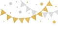 Gold and silver glitter bunting paper cut Royalty Free Stock Photo