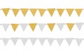 Gold and silver glitter bunting paper cut on white background Royalty Free Stock Photo