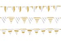Gold and silver glitter bunting paper cut on white background Royalty Free Stock Photo