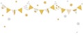 Gold and silver glitter bunting paper cut on white background Royalty Free Stock Photo