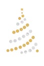 Gold and silver glitter christmas tree paper cut on white background Royalty Free Stock Photo