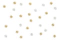 Gold and silver glitter flower paper cut on white background Royalty Free Stock Photo