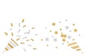 Gold and silver glitter party popper paper cut Royalty Free Stock Photo