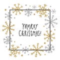 Gold and silver glitter snowflakes. Royalty Free Stock Photo