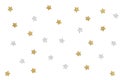 Gold and silver glitter star paper cut on white background Royalty Free Stock Photo