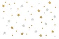 Gold and silver glitter star paper cut on white background Royalty Free Stock Photo