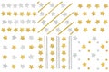 Gold and silver glitter star pattern paper cut Royalty Free Stock Photo