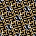 Gold silver greek key meanders seamless pattern. Royalty Free Stock Photo