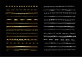 Gold and silver hand drawn vector line border set, brushes Royalty Free Stock Photo