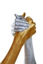 Gold and silver hands joined Royalty Free Stock Photo