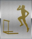 Gold on Silver Hurdles Sport Emblem Royalty Free Stock Photo
