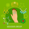 Gold And Silver Jewelry Composition