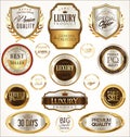 Gold and silver labels with laurel wreath set