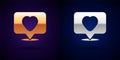 Gold and silver Like and heart icon isolated on black background. Counter Notification Icon. Follower Insta. Vector