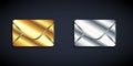 Gold and silver Mail and e-mail icon isolated on black background. Envelope symbol e-mail. Email message sign. Long Royalty Free Stock Photo