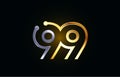 gold and silver metal number 99 for logo icon design