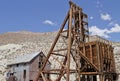 Gold and silver mine shaft head frame Royalty Free Stock Photo