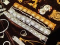 gold ,silver,Oriental, Turkish,Azerbaijani, vintage women's handmade jewelry, bracelets, rings, earrings, bracelets Royalty Free Stock Photo