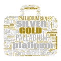 Gold Silver Palladium Platinum Text Shapes Illustration