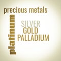 Gold Silver Palladium Platinum Text Shapes Illustration