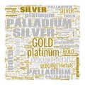 Gold Silver Palladium Platinum Text Shapes Illustration