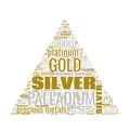 Gold Silver Palladium Platinum Text Shapes Illustration