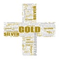 Gold Silver Palladium Platinum Text Shapes Illustration