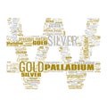Gold Silver Palladium Platinum Text Shapes Illustration