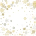 Gold silver paper snowflakes winter background. Royalty Free Stock Photo