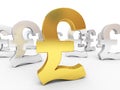Gold and silver pound signs Royalty Free Stock Photo