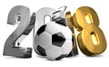 2018 gold silver soccer football ball 3d render Royalty Free Stock Photo