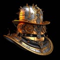 Gold Silver Steampunk Hat Large Details. Generative AI Royalty Free Stock Photo