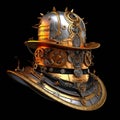 Gold Silver Steampunk Hat Large Details. Generative AI