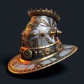 Gold Silver Steampunk Hat Large Details. Generative AI