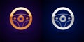 Gold and silver Steering wheel icon isolated on black background. Car wheel icon. Vector Royalty Free Stock Photo