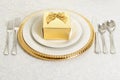 Gold and silver table setting Royalty Free Stock Photo