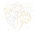 Gold and Silver vector Fireworks display illustration