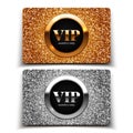 Gold and silver VIP cards with glitter Royalty Free Stock Photo