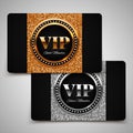 Gold and silver VIP premium member cards with glitter Royalty Free Stock Photo