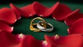 Gold and Silver Wedding Rings on Petals Royalty Free Stock Photo