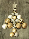 Christmas tree of silver, white, and gold Christmas balls, decorations Royalty Free Stock Photo