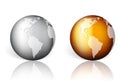 Gold silver world globe