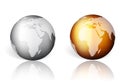 Gold silver world globe