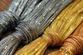 gold and silver zari threads for sari embellishment Royalty Free Stock Photo