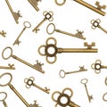 Gold skeleton key background that is repeat and seamless Royalty Free Stock Photo