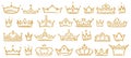 Gold sketch crowns, hand drown royal diadems for queen, princess, winner or champion. Crowns with decoration